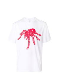 weißes und rotes bedrucktes T-Shirt mit einem Rundhalsausschnitt von Blackbarrett