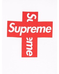 weißes und rotes bedrucktes T-Shirt mit einem Rundhalsausschnitt von Supreme