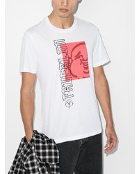 weißes und rotes bedrucktes T-Shirt mit einem Rundhalsausschnitt von True Religion