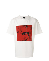 weißes und rotes bedrucktes T-Shirt mit einem Rundhalsausschnitt von Calvin Klein 205W39nyc