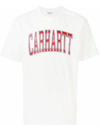 weißes und rotes bedrucktes T-Shirt mit einem Rundhalsausschnitt von Carhartt