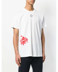 weißes und rotes bedrucktes T-Shirt mit einem Rundhalsausschnitt von Givenchy