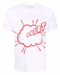 weißes und rotes bedrucktes T-Shirt mit einem Rundhalsausschnitt von Comme Des Garcons SHIRT