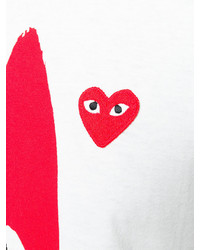 weißes und rotes bedrucktes T-Shirt mit einem Rundhalsausschnitt von Comme des Garcons