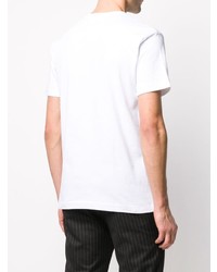 weißes und rotes bedrucktes T-Shirt mit einem Rundhalsausschnitt von Comme Des Garcons Play