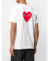 weißes und rotes bedrucktes T-Shirt mit einem Rundhalsausschnitt von Comme Des Garcons Play