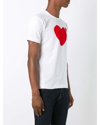 weißes und rotes bedrucktes T-Shirt mit einem Rundhalsausschnitt von Comme des Garcons