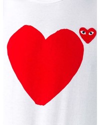 weißes und rotes bedrucktes T-Shirt mit einem Rundhalsausschnitt von Comme des Garcons