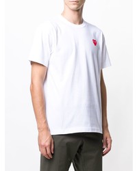 weißes und rotes bedrucktes T-Shirt mit einem Rundhalsausschnitt von Comme Des Garcons Play