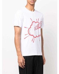 weißes und rotes bedrucktes T-Shirt mit einem Rundhalsausschnitt von Comme Des Garcons SHIRT