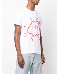 weißes und rotes bedrucktes T-Shirt mit einem Rundhalsausschnitt von Comme Des Garcons SHIRT