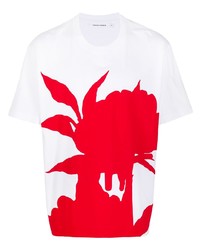 weißes und rotes bedrucktes T-Shirt mit einem Rundhalsausschnitt von Craig Green
