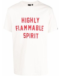 weißes und rotes bedrucktes T-Shirt mit einem Rundhalsausschnitt von Deus Ex Machina