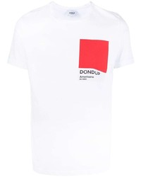 weißes und rotes bedrucktes T-Shirt mit einem Rundhalsausschnitt von Dondup