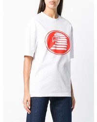weißes und rotes bedrucktes T-Shirt mit einem Rundhalsausschnitt von Calvin Klein Jeans Est. 1978