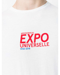 weißes und rotes bedrucktes T-Shirt mit einem Rundhalsausschnitt von Bellerose