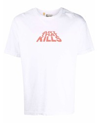 weißes und rotes bedrucktes T-Shirt mit einem Rundhalsausschnitt von GALLERY DEPT.