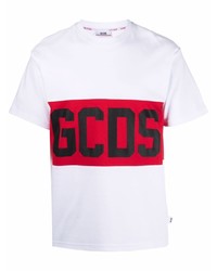weißes und rotes bedrucktes T-Shirt mit einem Rundhalsausschnitt von Gcds