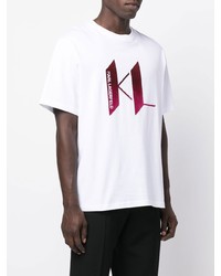 weißes und rotes bedrucktes T-Shirt mit einem Rundhalsausschnitt von Karl Lagerfeld