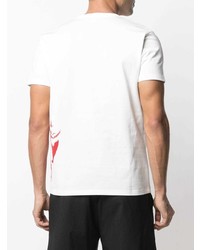 weißes und rotes bedrucktes T-Shirt mit einem Rundhalsausschnitt von Alexander McQueen