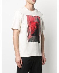 weißes und rotes bedrucktes T-Shirt mit einem Rundhalsausschnitt von BOSS HUGO BOSS