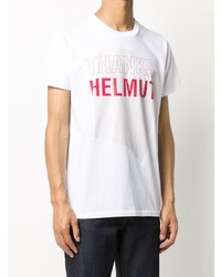 weißes und rotes bedrucktes T-Shirt mit einem Rundhalsausschnitt von Helmut Lang