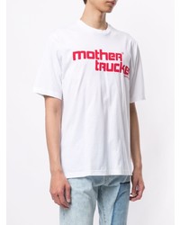 weißes und rotes bedrucktes T-Shirt mit einem Rundhalsausschnitt von DSQUARED2