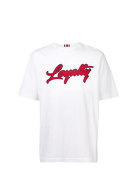 weißes und rotes bedrucktes T-Shirt mit einem Rundhalsausschnitt von Hilfiger Collection