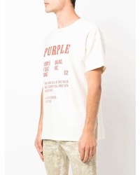 weißes und rotes bedrucktes T-Shirt mit einem Rundhalsausschnitt von purple brand