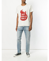 weißes und rotes bedrucktes T-Shirt mit einem Rundhalsausschnitt von Levi's Vintage Clothing