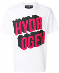 weißes und rotes bedrucktes T-Shirt mit einem Rundhalsausschnitt von Hydrogen