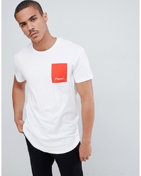 weißes und rotes bedrucktes T-Shirt mit einem Rundhalsausschnitt von Jack & Jones
