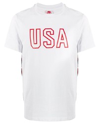 weißes und rotes bedrucktes T-Shirt mit einem Rundhalsausschnitt von Kappa