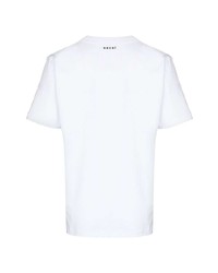 weißes und rotes bedrucktes T-Shirt mit einem Rundhalsausschnitt von Sacai