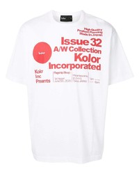 weißes und rotes bedrucktes T-Shirt mit einem Rundhalsausschnitt von Kolor