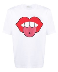 weißes und rotes bedrucktes T-Shirt mit einem Rundhalsausschnitt von Lanvin