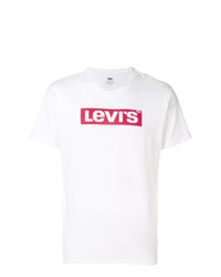weißes und rotes bedrucktes T-Shirt mit einem Rundhalsausschnitt von Levi's