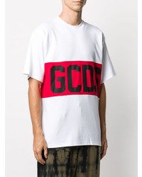 weißes und rotes bedrucktes T-Shirt mit einem Rundhalsausschnitt von Gcds