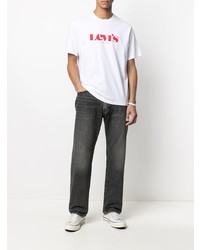 weißes und rotes bedrucktes T-Shirt mit einem Rundhalsausschnitt von Levi's