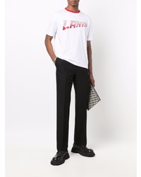 weißes und rotes bedrucktes T-Shirt mit einem Rundhalsausschnitt von Lanvin