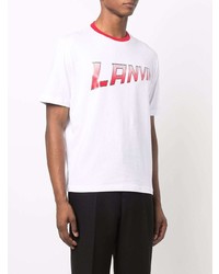 weißes und rotes bedrucktes T-Shirt mit einem Rundhalsausschnitt von Lanvin