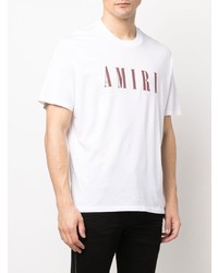 weißes und rotes bedrucktes T-Shirt mit einem Rundhalsausschnitt von Amiri