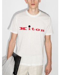 weißes und rotes bedrucktes T-Shirt mit einem Rundhalsausschnitt von Kiton