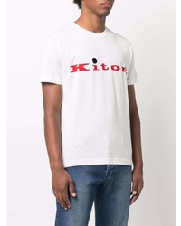 weißes und rotes bedrucktes T-Shirt mit einem Rundhalsausschnitt von Kiton