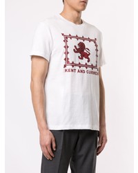 weißes und rotes bedrucktes T-Shirt mit einem Rundhalsausschnitt von Kent & Curwen