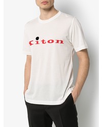 weißes und rotes bedrucktes T-Shirt mit einem Rundhalsausschnitt von Kiton