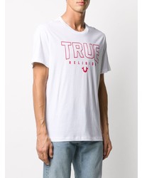 weißes und rotes bedrucktes T-Shirt mit einem Rundhalsausschnitt von True Religion