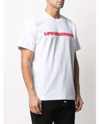 weißes und rotes bedrucktes T-Shirt mit einem Rundhalsausschnitt von Sacai