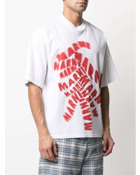 weißes und rotes bedrucktes T-Shirt mit einem Rundhalsausschnitt von Marni