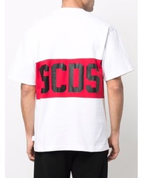 weißes und rotes bedrucktes T-Shirt mit einem Rundhalsausschnitt von Gcds